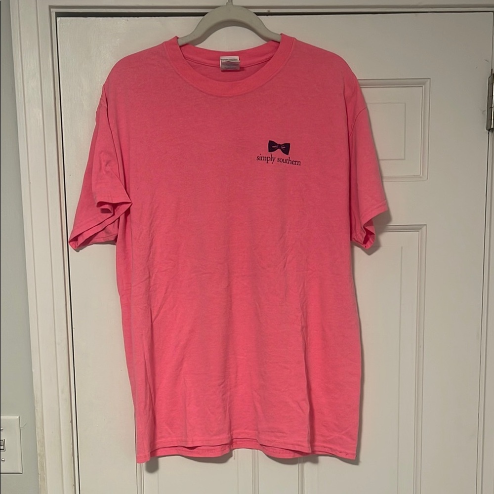 Simply Southern Pink Short Sleeve Tee with Bow Logo